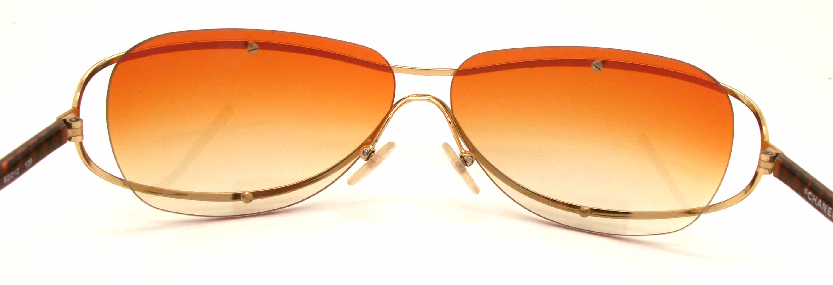 Chanel sunglasses 4043 SILVER METAL ORANGE GLASS SUNGLASSES Silvery  ref.991767 - Joli Closet
