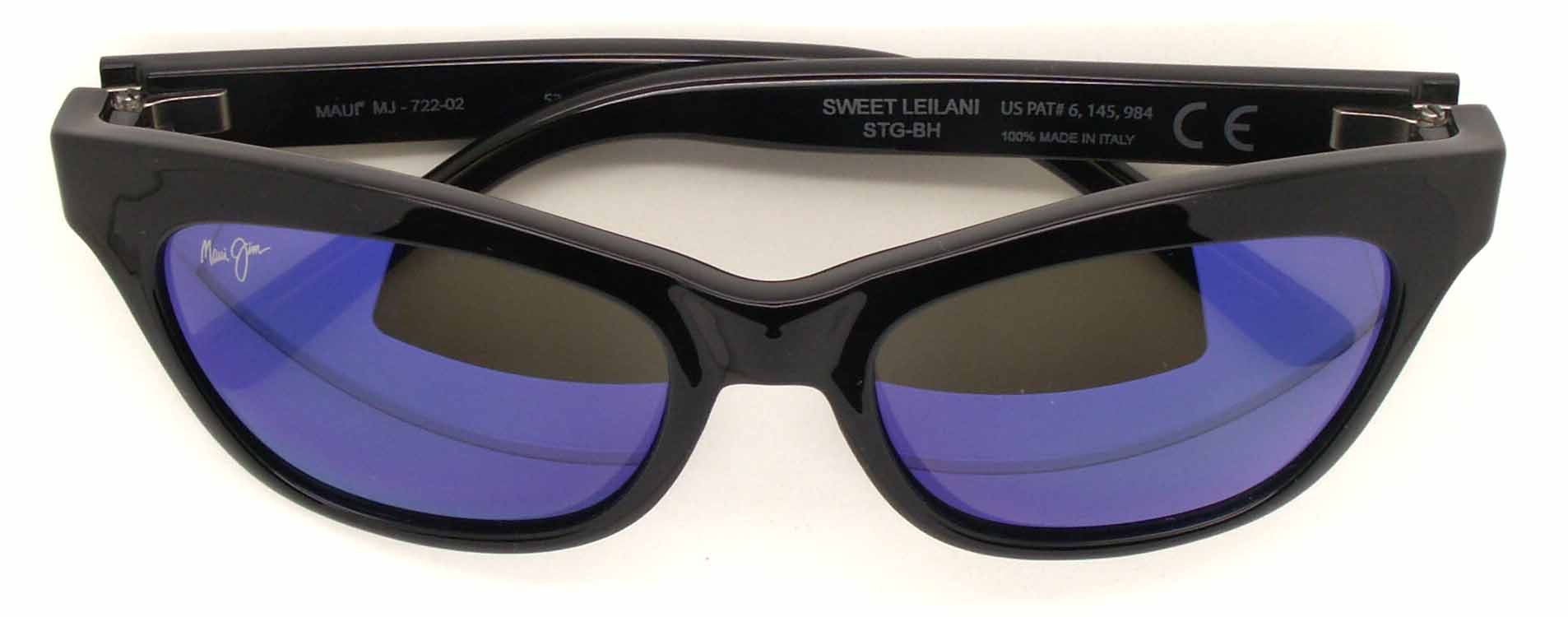 MAUI JIM 2024 SWEET LEILANI Sunglasses Blue Lens MJ-722-02 Black Cat Eye Frames